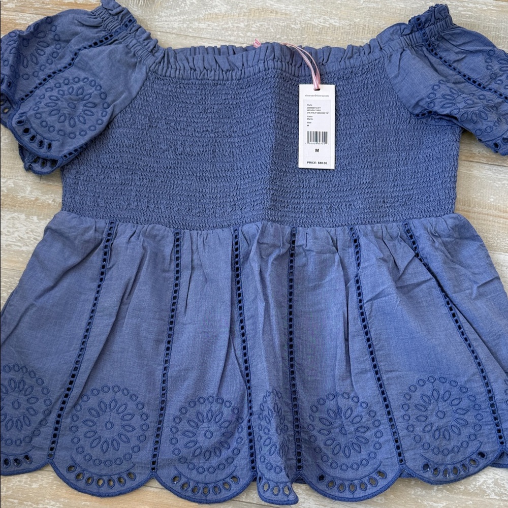 Vineyard VinesBlue Eyelet Off-Shoulder Top NWT